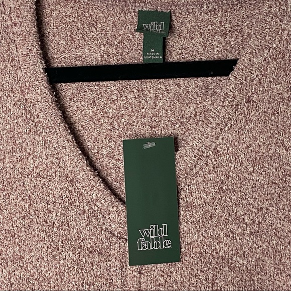 Wild Fable Cozy Pink V-Neck Sweater with Drawstring - Size Medium, NWT - Picture 5 of 7